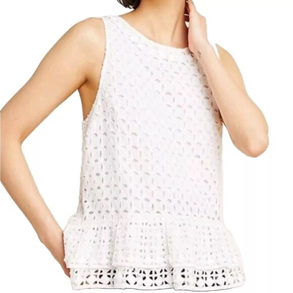 Anthropologie Maeve Women's 100% Cotton Monika Beaded Eyelet Tank Top XS - Picture 1 of 6